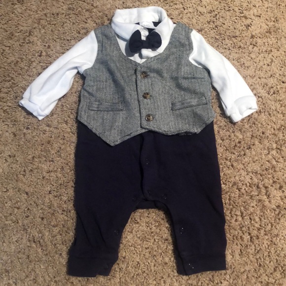 One Pieces | Baby Boy One Piece Blue And Gray Suit | Poshmark